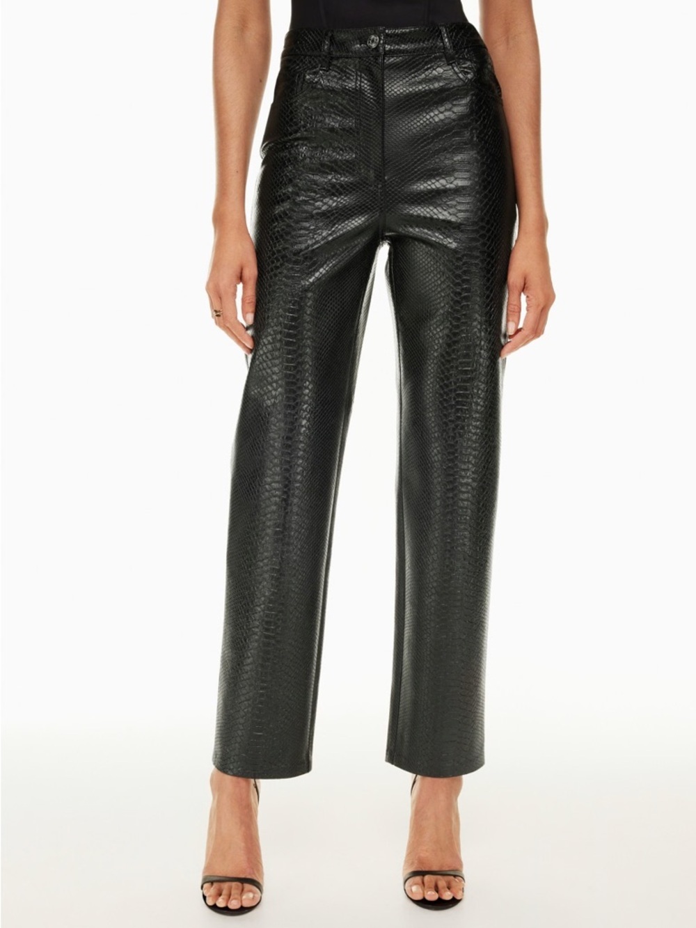 Wilfred The Melina Black High-Rise Straight-Leg Faux Snakeskin Pants